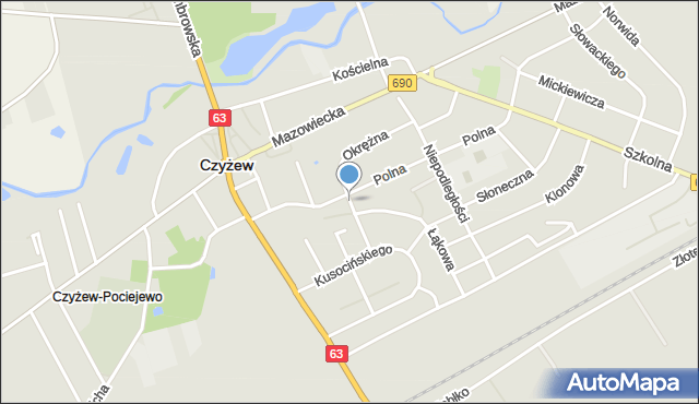Czyżew powiat wysokomazowiecki, Okrężna, mapa Czyżew powiat wysokomazowiecki