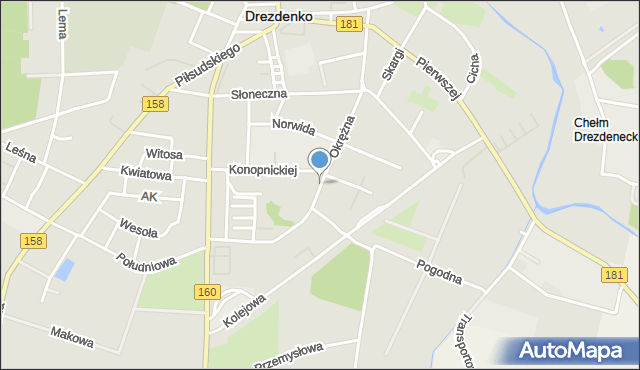 Drezdenko, Okrężna, mapa Drezdenko