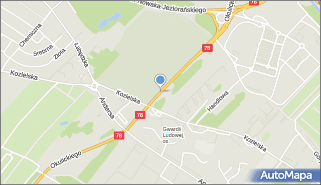 Gliwice, Okulickiego Leopolda, gen., mapa Gliwic