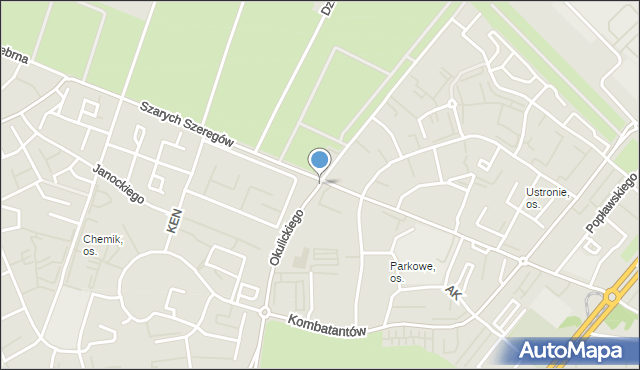 Gorzów Wielkopolski, Okulickiego Leopolda, gen., mapa Gorzów Wielkopolski