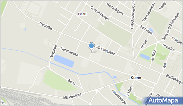 Kutno, Okrzei Stefana, mapa Kutno