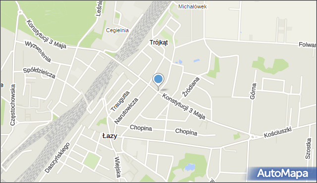 Łazy powiat zawierciański, Okrzei Stefana, mapa Łazy powiat zawierciański