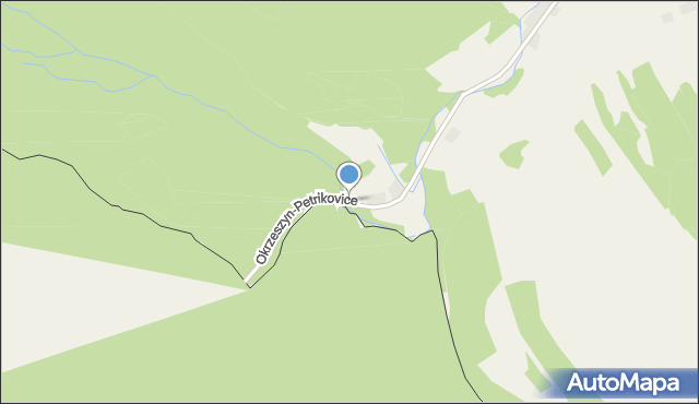 Okrzeszyn gmina Lubawka, Okrzeszyn-Petrikovice, mapa Okrzeszyn gmina Lubawka