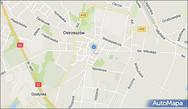 Ostrzeszów, Okrężna, mapa Ostrzeszów