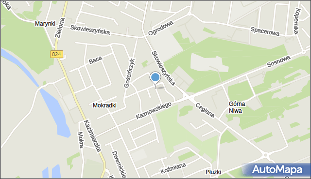 Puławy, Okulickiego Leopolda, gen., mapa Puław