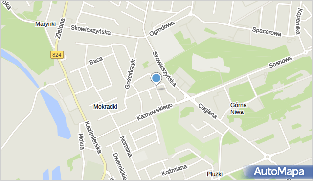 Puławy, Okulickiego-Niedźwiadka Leopolda, gen., mapa Puław