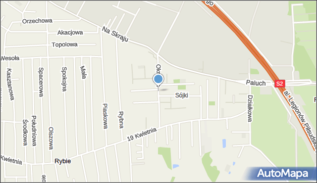 Rybie gmina Raszyn, Okrężna, mapa Rybie gmina Raszyn