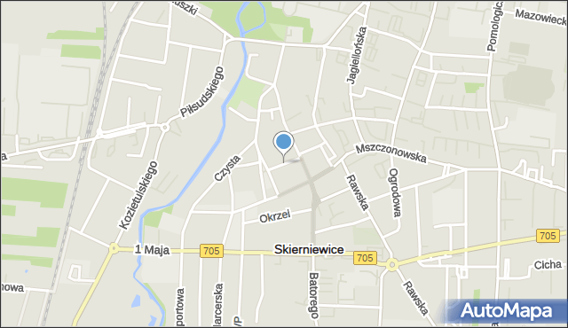 Skierniewice, Okurzałego Michała, mapa Skierniewic