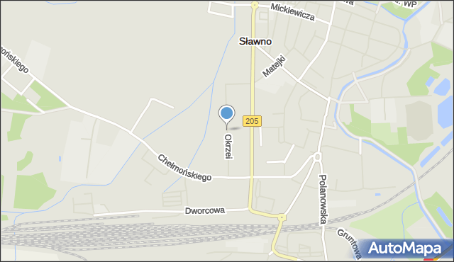 Sławno, Okrzei Stefana, mapa Sławno