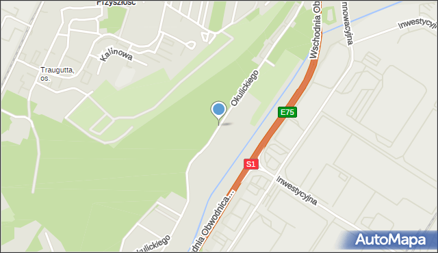 Sosnowiec, Okulickiego-Niedźwiadka Leopolda, gen., mapa Sosnowca