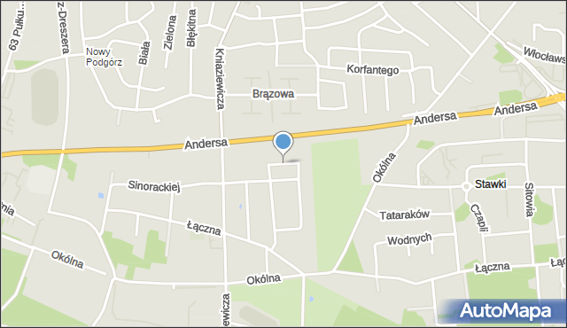 Toruń, Okulickiego-Niedźwiadka Leopolda, gen., mapa Torunia