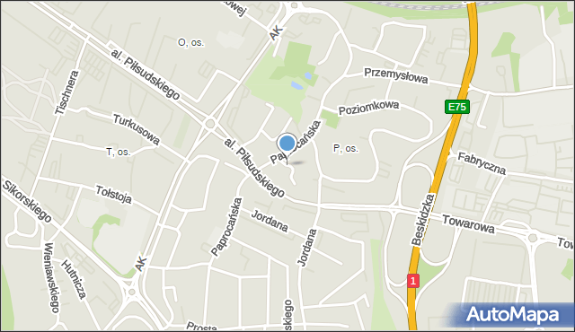 Tychy, Okrężna, mapa Tychów