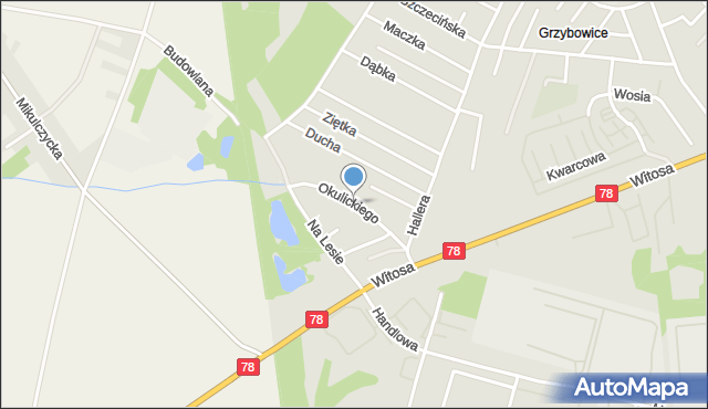 Zabrze, Okulickiego-Niedźwiadka Leopolda, gen., mapa Zabrza