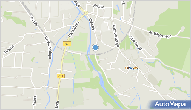 Andrychów, Olszyny, mapa Andrychów