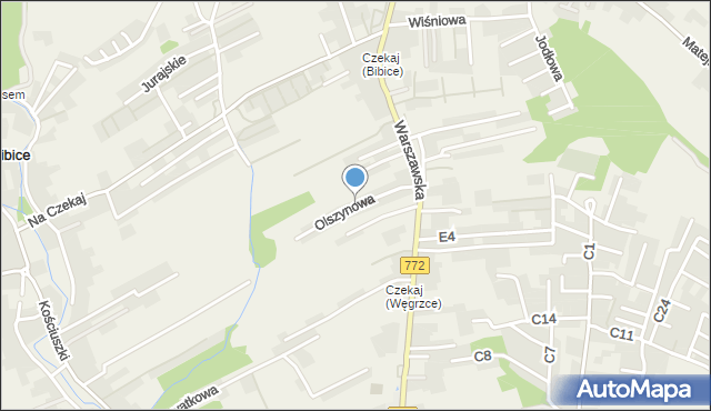 Bibice, Olszynowa, mapa Bibice