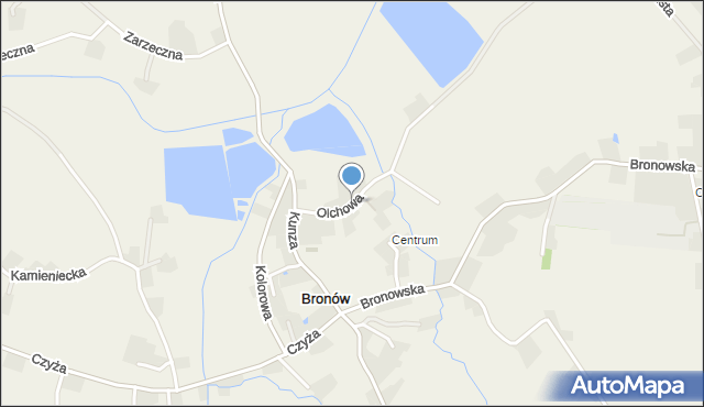 Bronów gmina Czechowice-Dziedzice, Olchowa, mapa Bronów gmina Czechowice-Dziedzice