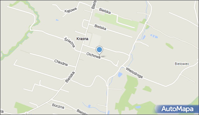 Cieszyn, Olchowa, mapa Cieszyna