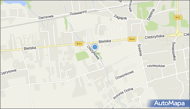 Jaworze powiat bielski, Olszynowa, mapa Jaworze powiat bielski