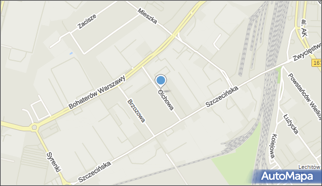 Koszalin, Olchowa, mapa Koszalina