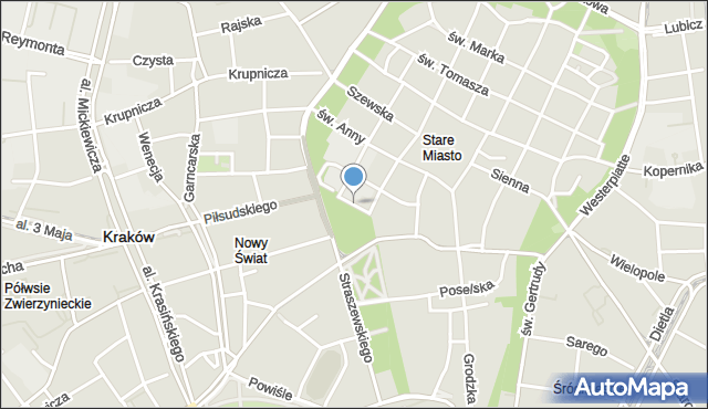 Kraków, Olszewskiego Karola, mapa Krakowa