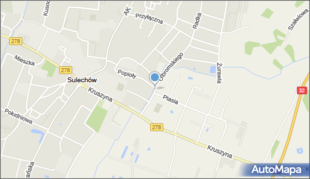 Kruszyna gmina Sulechów, Olbromskiego Rafała, mapa Kruszyna gmina Sulechów