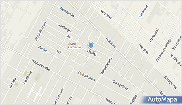 Łomianki, Oleńki, mapa Łomianki