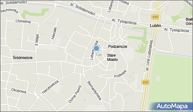Lublin, Olejna, mapa Lublina