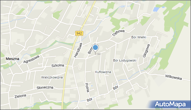 Meszna gmina Wilkowice, Olchowa, mapa Meszna gmina Wilkowice