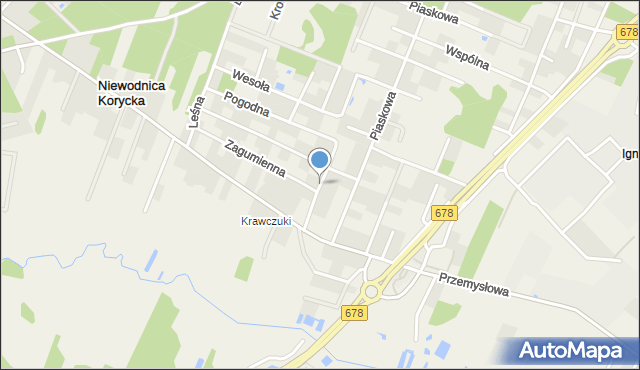Niewodnica Korycka, Olchowa, mapa Niewodnica Korycka