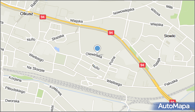 Olkusz, Olewińska, mapa Olkusz