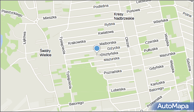 Otwock, Olsztyńska, mapa Otwock