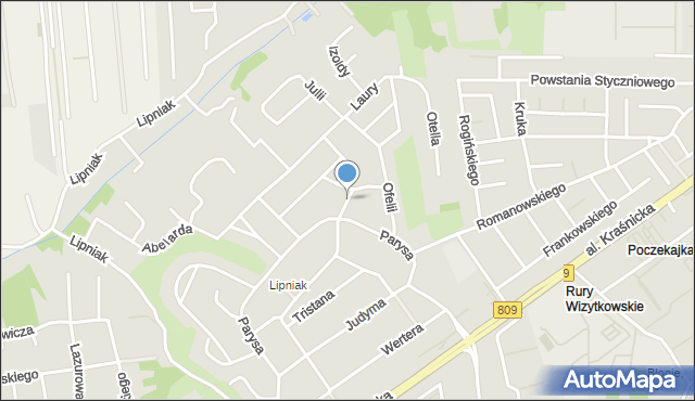 Lublin, Oniegina, mapa Lublina