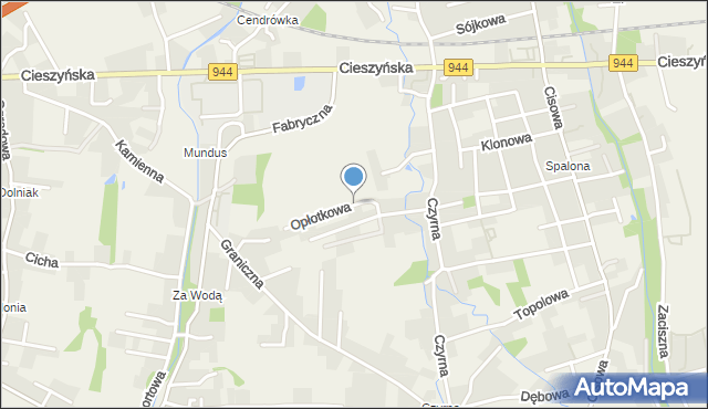 Jasienica powiat bielski, Opłotkowa, mapa Jasienica powiat bielski
