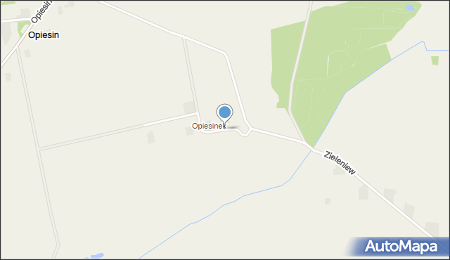 Opiesin gmina Daszyna, Opiesinek, mapa Opiesin gmina Daszyna