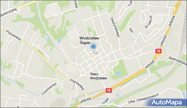 Wodzisław Śląski, Opolskiego Władysława, mapa Wodzisławia Śląskiego