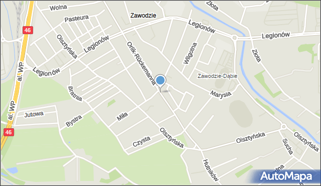 Częstochowa, Orlik-Rückemanna Wilhelma, gen., mapa Częstochowy