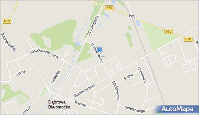 Dąbrowa Białostocka, Orzeszkowej Elizy, mapa Dąbrowa Białostocka