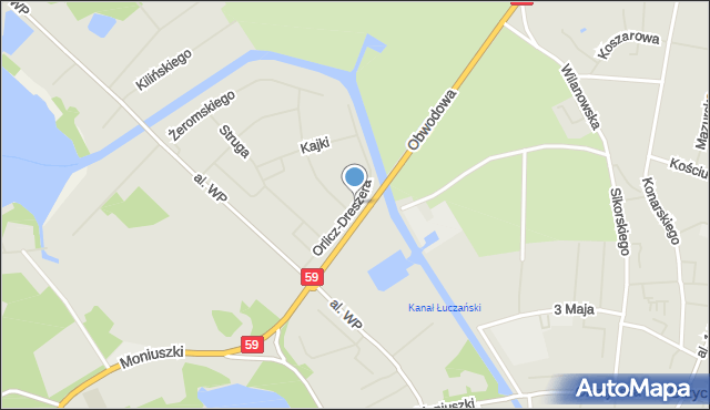 Giżycko, Orlicz-Dreszera Gustawa, gen., mapa Giżycko