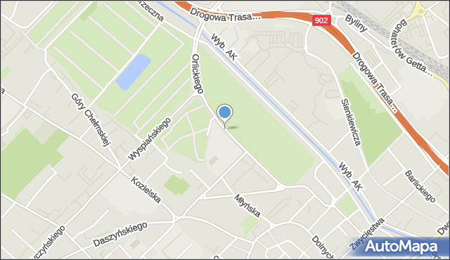 Gliwice, Orlickiego Feliksa, mapa Gliwic