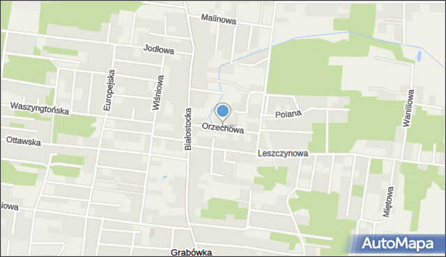 Grabówka powiat białostocki, Orzechowa, mapa Grabówka powiat białostocki