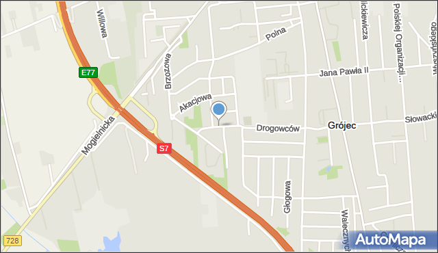 Grójec, Orzechowa, mapa Grójec