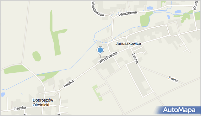 Januszkowice gmina Długołęka, Orzechowa, mapa Januszkowice gmina Długołęka