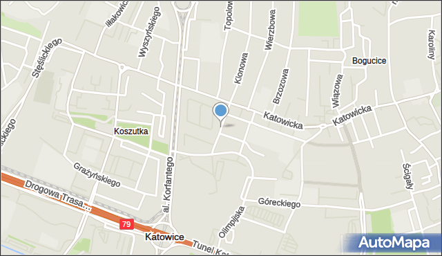 Katowice, Ordona, mapa Katowic