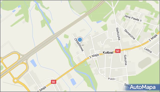 Kołbiel, Orzechowa, mapa Kołbiel