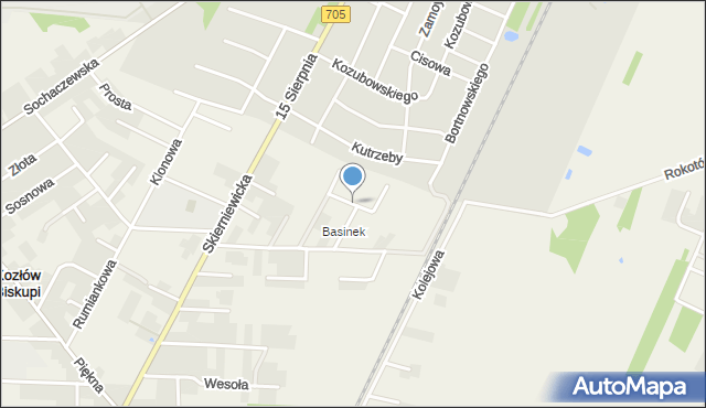 Kozłów Biskupi, Orzechowa, mapa Kozłów Biskupi