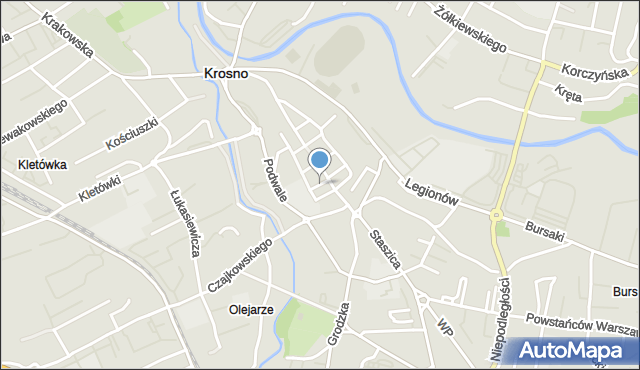 Krosno, Ordynacka, mapa Krosna