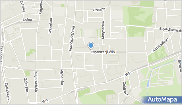 Łódź, Organizacji Wolność i Niezawisłość, mapa Łodzi