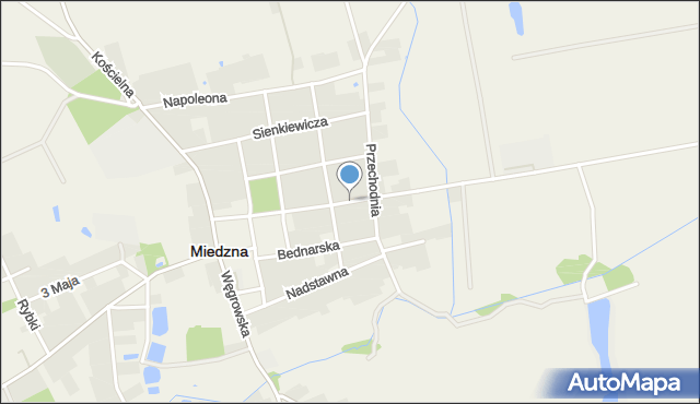 Miedzna, Orzeszowska, mapa Miedzna
