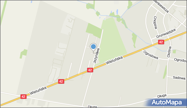 Pajęczno, Orzechowa, mapa Pajęczno