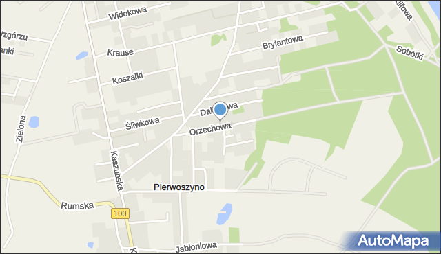 Pierwoszyno, Orzechowa, mapa Pierwoszyno